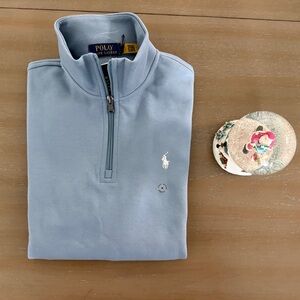 Polo by Ralph Lauren Men's Light Blue Zip-Up Sweater